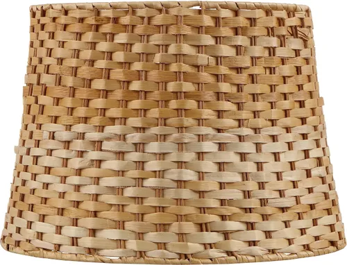 Miniatura 3 de Aspen Creative 32991, Pantalla de Lámpara Empire Spider Tejida a Mano, Hoja de Plátano Natural, 13" Superior x 16" Inferior x 11" Altura Inclinada