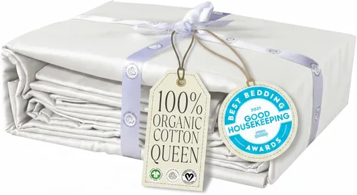Miniatura 25 de Delilah Home Juego de sábanas de 300 hilos 100 % algodón orgánico, verificado por GOTS y Vegan.org, ropa de cama de satén de 300 hilos,