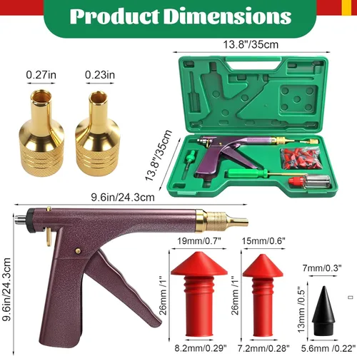 Miniatura 2 de Kit de 37 piezas de tapones de neumáticos en forma de seta, pistola de tapones de neumáticos con 16 tapones para pinchazos y planos de neumáticos