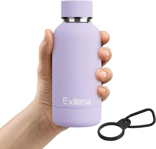 Miniatura 22 de Exllena Botella de agua pequeña de 12 onzas con clip, doble pared de acero inoxidable al vacío, pequeña botella de agua aislada que mantiene