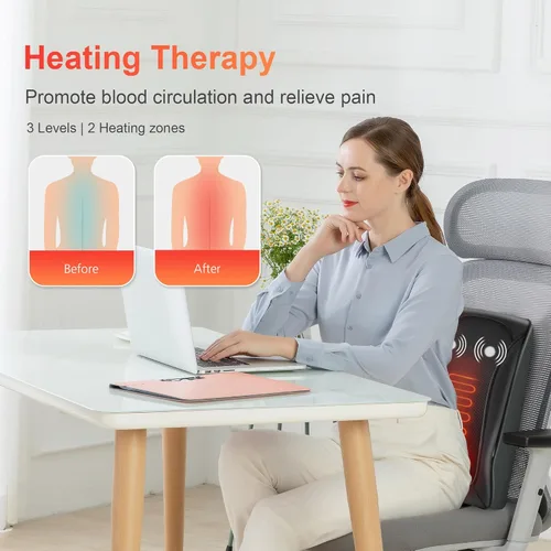 Miniatura 6 de COMFIER Masajeador de espalda con calor, masajeador shiatsu de tejido profundo para cuello y espalda, masajeador para aliviar el dolor de cuello