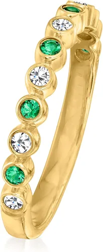 Miniatura 3 de RS Pure by Ross-Simons - Anillo de esmeralda de 0.13 quilates y 0.10 quilates en oro amarillo de 14 quilates, Gema, multi