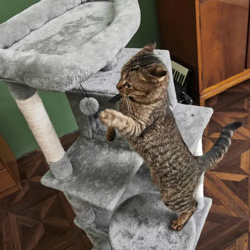 Miniatura 6 de Catinsider Árbol para gatos de 46.5 pulgadas, torre para gatos de varios niveles con postes rascadores cubiertos de sisal, perchas de felpa, hamaca