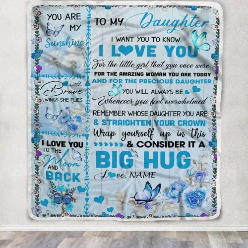 Miniatura 3 de Manta personalizada con texto en inglés «To My Daughter from Mom Dad Give You A Big Love Hug Butterfly Daughter Birthday»