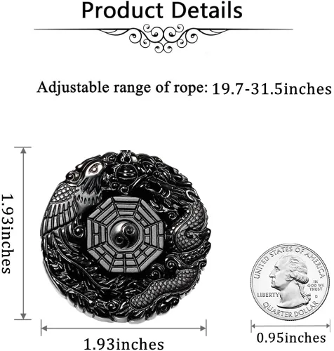 Miniatura 5 de Collar de obsidiana negra con dije de protección de amuleto de la suerte con cadena de cuentas extendida, piedra de cristal curativa, collares