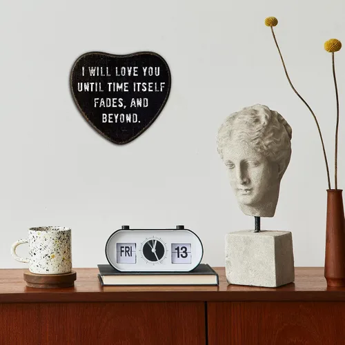 Miniatura 3 de Decoración gótica de pared – I Will Love You – Cartel colgante de madera de corazón negro – Decoración de pared retro para el hogar, sala de estar