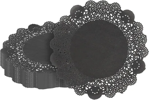 Miniatura 69 de Restaurantware Pastry Tek Blondas de Encaje de 4 x 4 Pulgadas 100 Vajilla Decorativa - Blondas de Mesa Desechables Redondas de Papel Negro