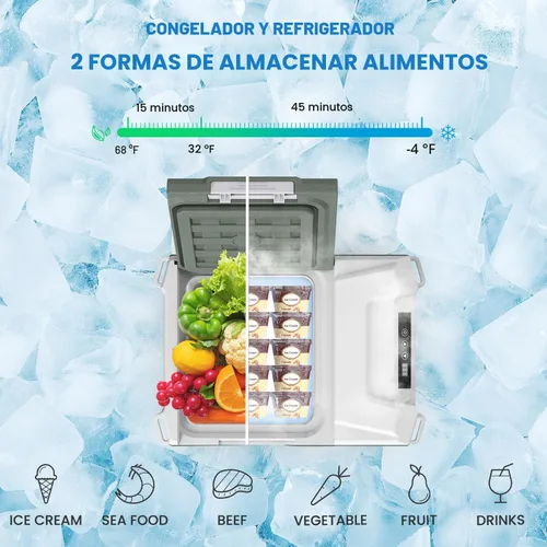Miniatura 2 de Alpicool Refrigerador de 12 Voltios Refrigerador de Coche 12V Refrigerador de Coche Pequeño de 10 Cuartos Refrigerador Portátil 12/24V DC 110~240