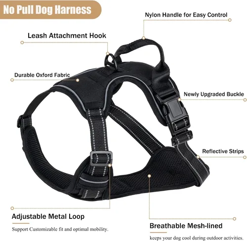 Miniatura 2 de Arnés para perro sin tirones, chaleco ajustable reflectante con clip frontal para mascotas con asa de fácil control para perros medianos y grandes