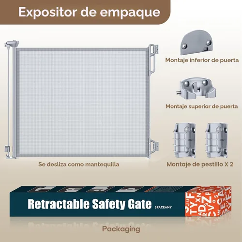 Miniatura 7 de SPACEANY Puerta de seguridad retráctil para bebés o puerta de malla para perros, puerta de malla retráctil portátil y duradera, fácil de usar