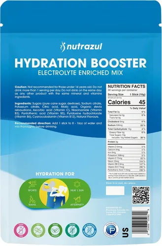 Miniatura 7 de nutrazul Potenciador de hidratación, electrolitos en polvo con sodio, potasio, vitamina B6 y B12, sin edulcorantes artificiales, sabor a limón