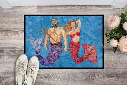 Miniatura 2 de Caroline's Treasures 8801MAT - Felpudo de sirena y merman de 18 x 27 pulgadas, para interiores y exteriores, para entrada, antideslizante, lavable