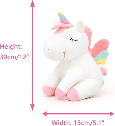 Miniatura 2 de Lazada Juguetes de Peluche de Animales de Unicornio Regalos para Niñas con Alas de Arco Iris Blanco 12 Pulgadas.. A01 Sentado Postura Blanco
