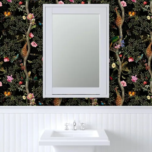 Miniatura 9 de Papel tapiz para despegar y pegar, diseño de jardín tropical, negro, chino, antiguo, chinoiserie, papel pintado extraíble personalizado Spoonflower