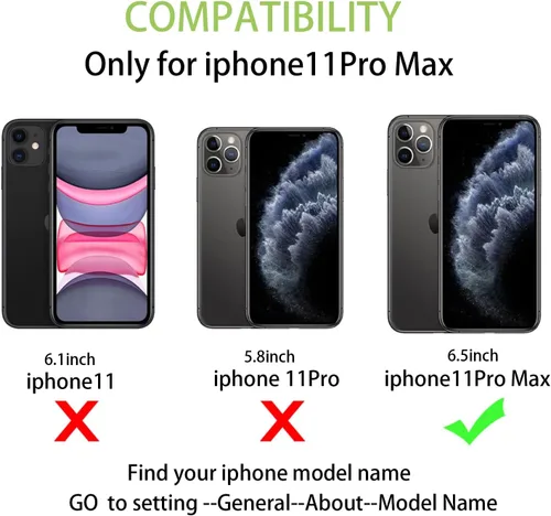 Miniatura 2 de Cavor Funda para iPhone 11 Pro Max con tarjetero y tarjetero, funda tipo cartera con tarjetero para tarjetas de crédito para iPhone11ProMax, funda