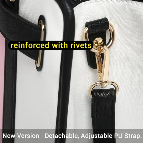 Miniatura 71 de Dasein Bolsos de mano de dos tonos para mujer, bolsos de hombro de cuero vegano, bolsa grande con cartera a juego