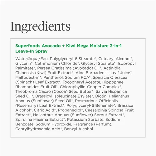 Miniatura 9 de Briogeo Superfoods Aguacate + Kiwi Mega Moisture - Spray sin enjuague 3 en 1 Desenredante, protector del calor e imprimación hidratante