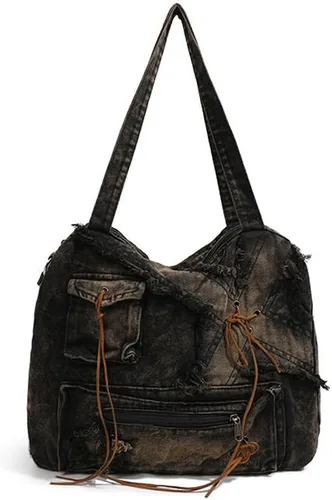 Bolso de hombro vintage para mujer, bolsos cruzados femeninos grandes, bolso de mano de mezclilla desgastado