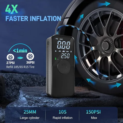 Miniatura 2 de TECBOT Inflador de neumáticos, compresor de aire portátil, bomba de aire automática para neumáticos de automóvil, compresor de aire portátil de 150