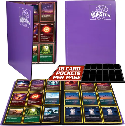 Miniatura 18 de Monster - Paquete de 25 protectores de página para tarjetas coleccionables con capacidad para 450 cartas coleccionables y 9 hojas de bolsillo