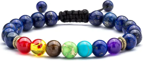 Hamoery Pulsera de chakra con cuentas de roca de lava de 0.315 in para hombre y mujer, cuerda trenzada de piedra natural, pulsera de yoga