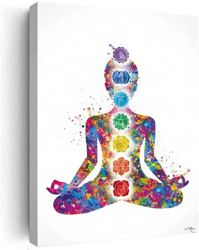Miniatura 9 de Póster artístico para pared, diseño de acuarela de chakras, yogui, yoga, mediación, estudio de yoga, meditación, mujer, yoga, niña, decoración