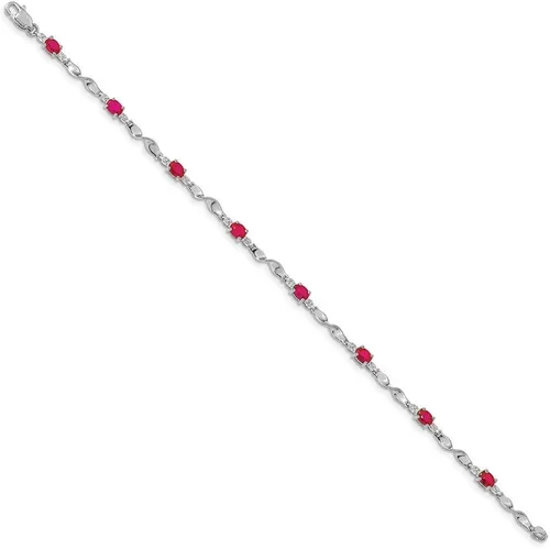 Miniatura 2 de Jewels by Lux - Pulsera de oro blanco de 14 K con diamantes y piedras esmeraldas