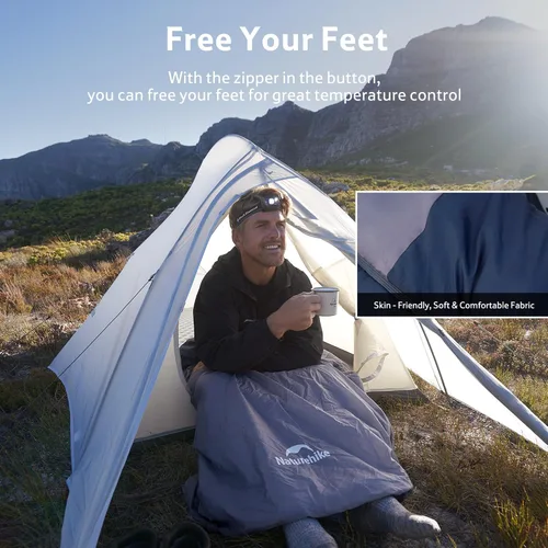 Miniatura 6 de Naturehike Saco de dormir ligero y compacto, sobre de 59 ℉/32 ℉, ultraligero para mochilero, portátil, impermeable, con saco de compresión para frío