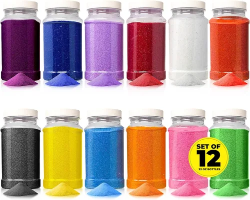 Podzly Arena de juego de colores de 16.5 libras, arte colorido surtido disponible en 12 colores. Perfecto para arte en arena, manualidades,