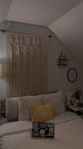 Miniatura 6 de Cortinas bohemias de macramé, cortina de macramé para colgar en la pared, cortina con cuentas decoración