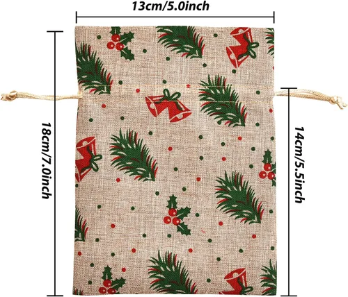 Miniatura 4 de XCFWin Paquete de 12 bolsas de regalo de Navidad con cordón, diseños reutilizables para suministros de fiesta de Navidad