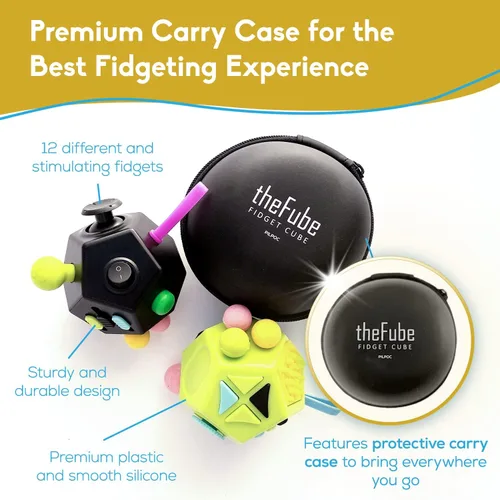Miniatura 5 de PILPOC - Cubo para la ansiedad theFube, Dodecágono con 12 lados – Cubo para la ansiedad de alta calidad con funda de transporte exclusiva, duradero