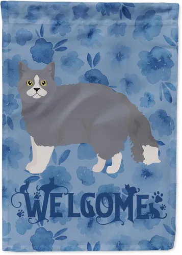 Miniatura 267 de Caroline's Treasures CK4813CHF - Bandera de bienvenida con gato abisinio azul, manga grande, para porche, para colgar en la pared, poliéster