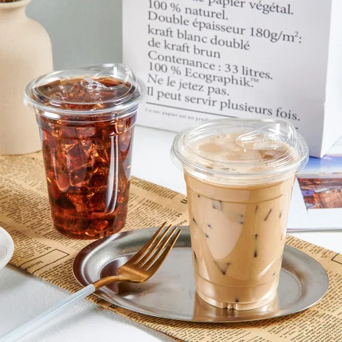 Miniatura 3 de Lilymicky Vasos de plástico transparente de 16 onzas (paquete de 90) con tapas para sorber sin pajita, vasos desechables para café helado, batido