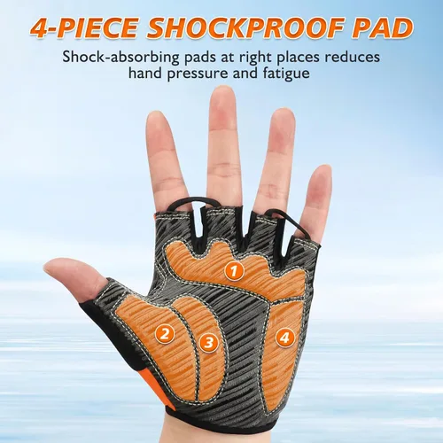 Miniatura 6 de Guantes de ciclismo con almohadilla absorbente de golpes, agarre extra, ajuste flexible, peso ligero, transpirable para hombres y mujeres ciclismo