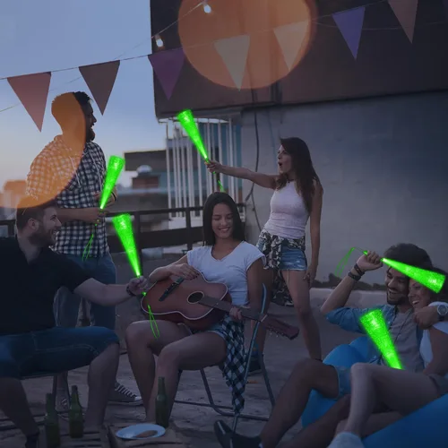 Miniatura 5 de Paquete de 24 Barras Luminosas Verdes de Fibra Óptica, Varitas Brillantes al Granel con 3 Modos Intermitentes para Navidad, Día de San Patricio