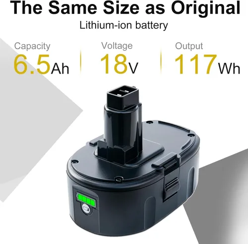 Miniatura 2 de FSKE Paquete de 2 baterías de iones de litio de 6.5 Ah de repuesto para Dewalt 18 V, compatible con DC9096 DC9098 DC9099 DE9039 DE9095 DE9096 DE9098
