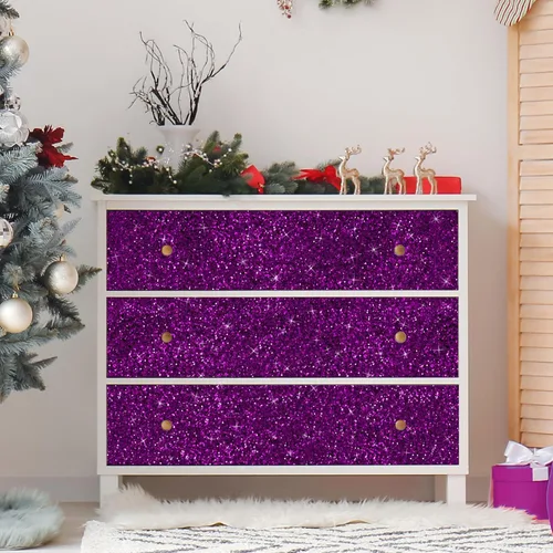 Miniatura 2 de CRE8TIVE Papel tapiz con purpurina gruesa de 8 x 80 pulgadas, para pegar y pelar, borde de papel tapiz morado texturizado extraíble, lentejuelas