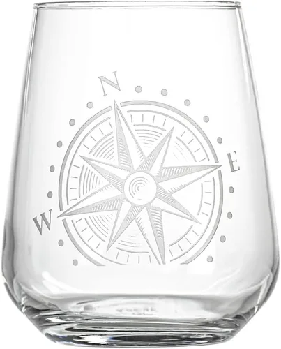 Miniatura 2 de Rolf Glass Compass Star - Vaso de vino sin tallo, vasos sin tallo de 15.75 onzas, juego de 4, cristalería con temática náutica, elegante vaso