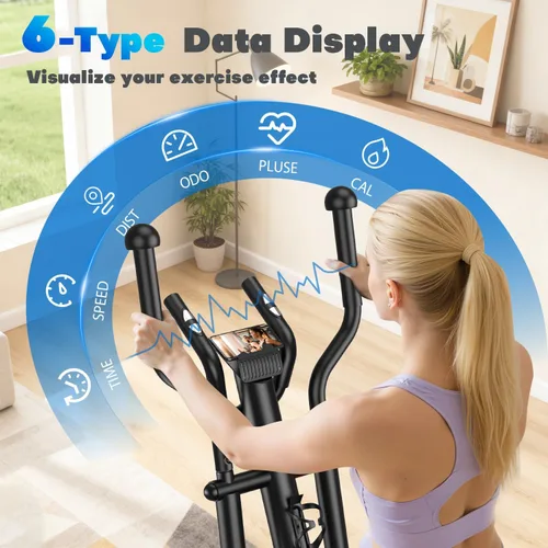 Miniatura 5 de Elliptical Exercise Machine, 16-Level Magnetic Resistance Elliptical Machine for Home Trainer with Hyper-Quiet Drive, 15.5IN Stride, LCD Monitor &