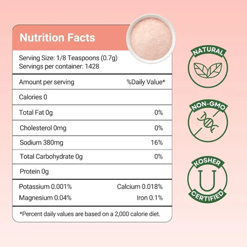 Miniatura 2 de HERBION Naturals - Sal rosa del Himalaya de grano fino en bolsa, 100% pura con 84 minerales para sazonar, resellable, sal orgánica, 100% natural