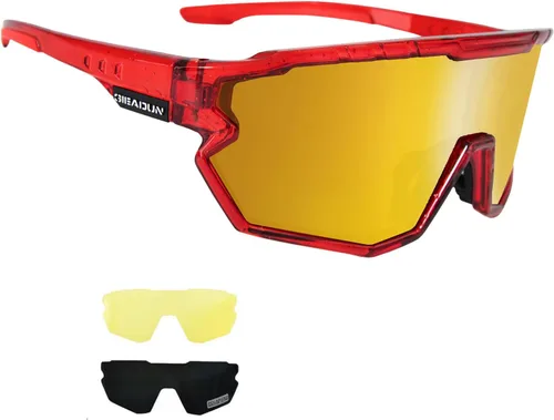 Miniatura 2 de Sports Sunglasses Cycling Glasses Pink Polarized Glasses Baseball glasses with 3 lenses,Fishing,Ski Running Golf Rojo