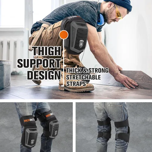 Miniatura 3 de REXBETI Rodilleras mejoradas para el trabajo, rodilleras de construcción para hombres, rodilleras de gel de espuma antideslizantes resistentes