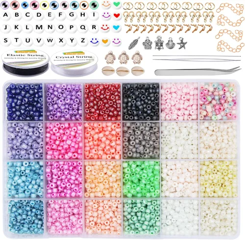 EuTengHao Cuentas de cristal 6/0 pequeñas para manualidades, pulseras, collares, manualidades, suministros de fabricación de joyas con accesorios de