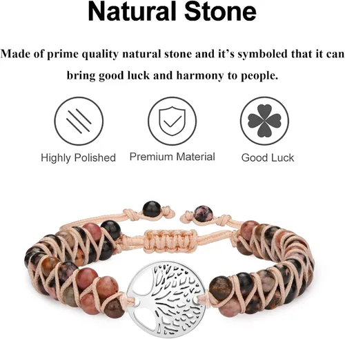 Miniatura 5 de Pulsera de cuentas para mujeres y hombres, regalos de pareja para novio, novia, marido, esposa, piedra natural, alivio del estrés, ojo de tigre