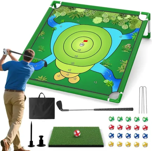 Miniatura 7 de Juego de astillado de golf, juego portátil de práctica de golf, divertido juego de patio familiar para interiores y exteriores, para patio trasero