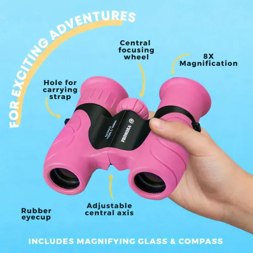 Miniatura 43 de Binoculares para niños – Juguete perfecto para niños pequeños y niñas – Juego extenso que incluye lupa y brújula – Potente aumento 8 x 21 – niños