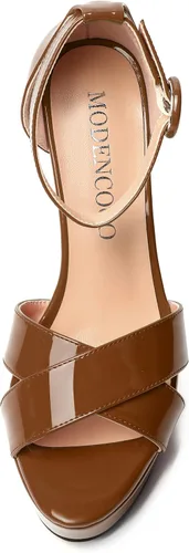 Miniatura 122 de MODENCOCO Sandalias de boda con correa de tobillo sexy para mujer, con plataforma y puntera abierta, tacón de aguja y tacón alto, zapatos de vestir
