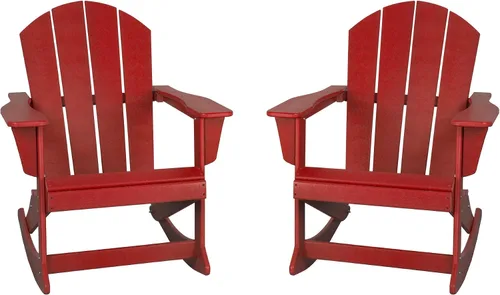 Miniatura 106 de WestinTrends Silla mecedora Malibu de poliéster para exterior/patio Adirondack, Negra