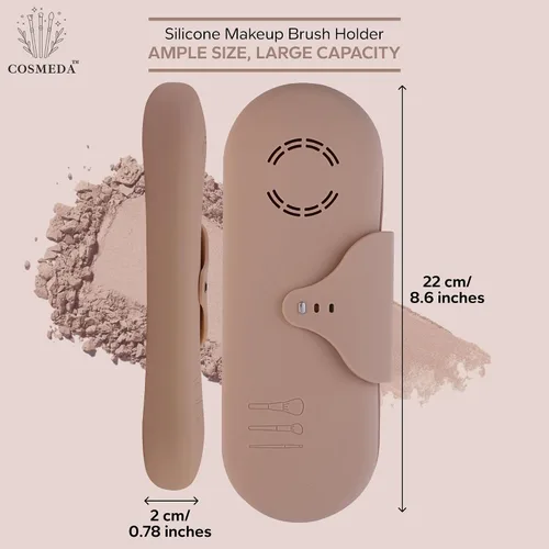 Miniatura 4 de Beauty Bloom - Soporte y organizador para brochas de maquillaje, silicona con hebilla, estuche de almacenamiento portátil para brochas de belleza